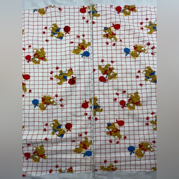 Vintage Dundee Baby Receiving Blanket Teddy Bear Grid Print 39x26 USA Cotton - Picture 5 of 11